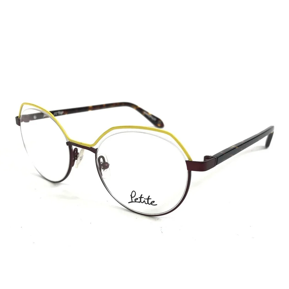 J.F. Rey Petite Eyeglasses Frames PM68 5535 Brown Yellow Semi Rim 46-18-140